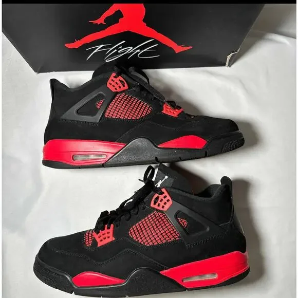 Size 14 - Nike Air Jordan 4 Retro Red Thunder Men's Shoes Ships Now